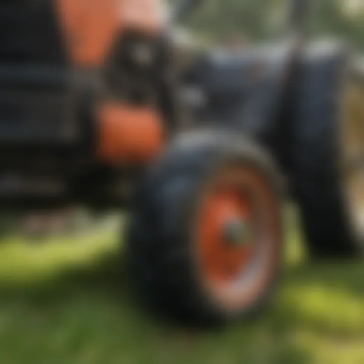 Close-up of maintenance tools for mini lawn mowers