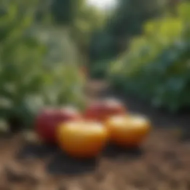 Diverse Crops in a Vegetable Garden A lush vegetable garden showcasing diverse crops