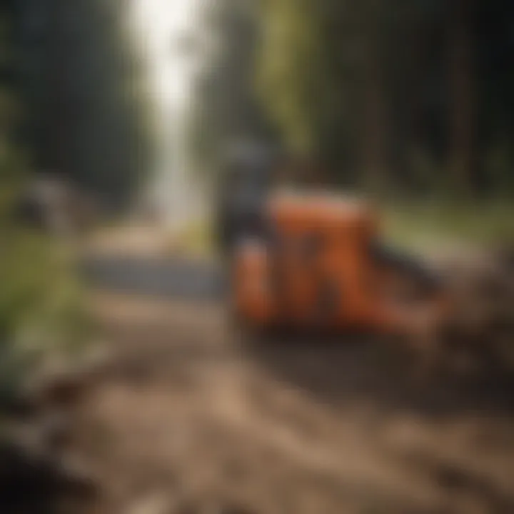 A Senix chainsaw in an agricultural setting