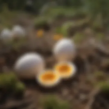 Shell-less Eggs in Nature A close-up view of shell-less eggs in a natural habitat.