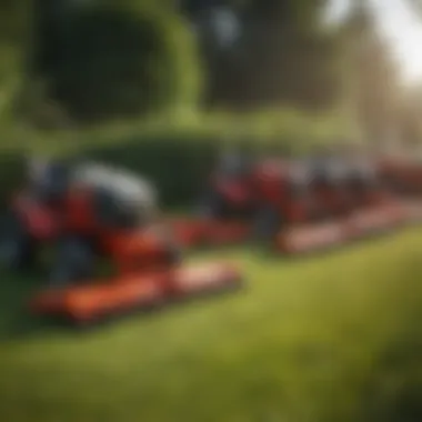 Diverse Side Mower Models Various types of side mowers displayed side by side