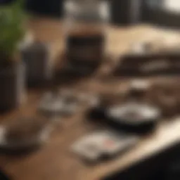 A detailed soil sample collection kit on a wooden table