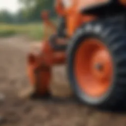 Close-up view of subcompact tractor forks showcasing design features.