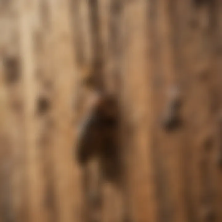 Close-up of termite damage on wood