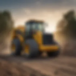 Front view of the largest skid loader showcasing its robust design