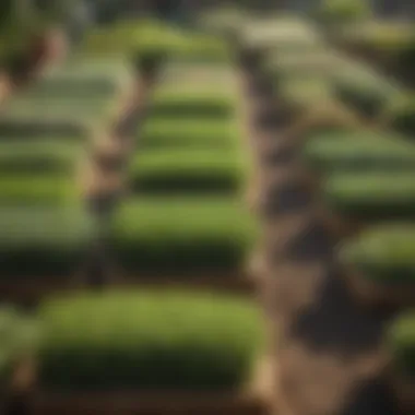 Different types of sod displayed in a garden center