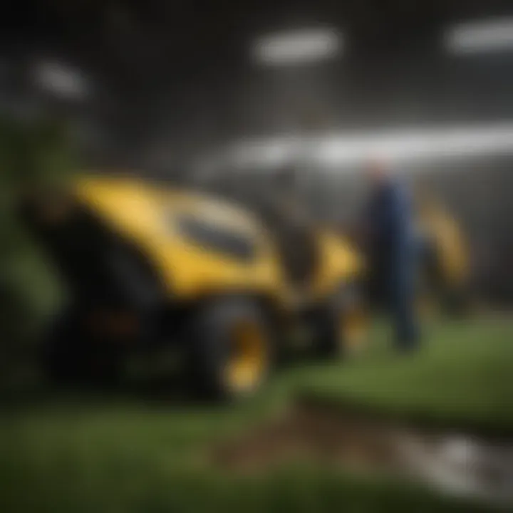 Maintenance technician inspecting the Vermeer Trailed Mower highlighting upkeep practices