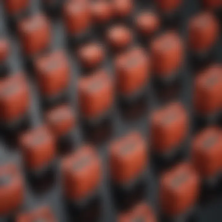 Different types of tractor bucket teeth displayed together