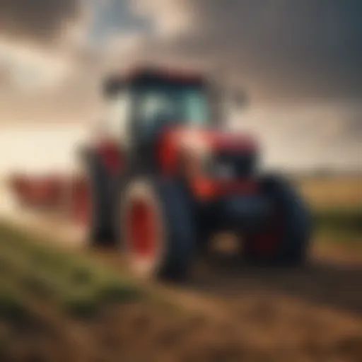 A modern tractor in a hayfield showcasing its power and versatility