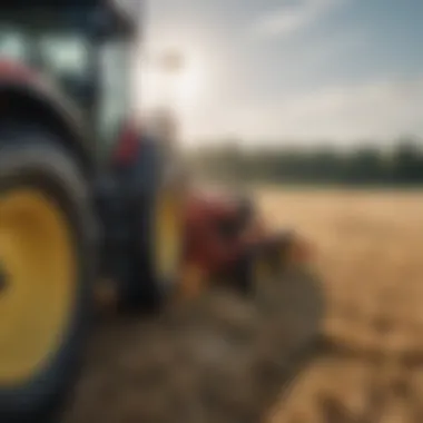 Close-up of a tractor attachment used for hay baling