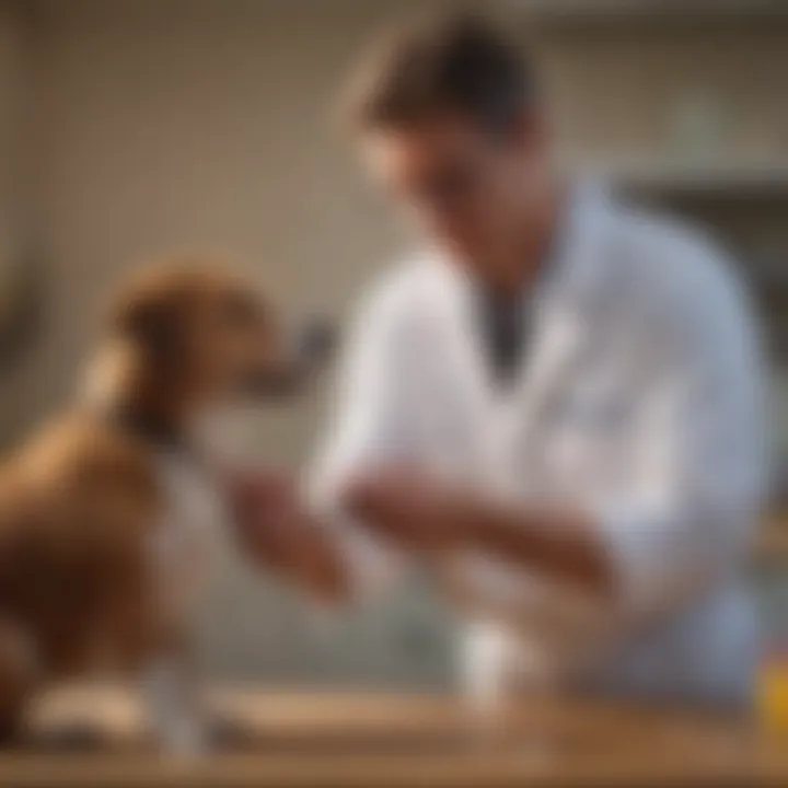 Veterinary professional administering Vetmedin to a dog