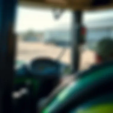 Advanced Technology at Your Fingertips Close-up of John Deere tractor controls and dashboard