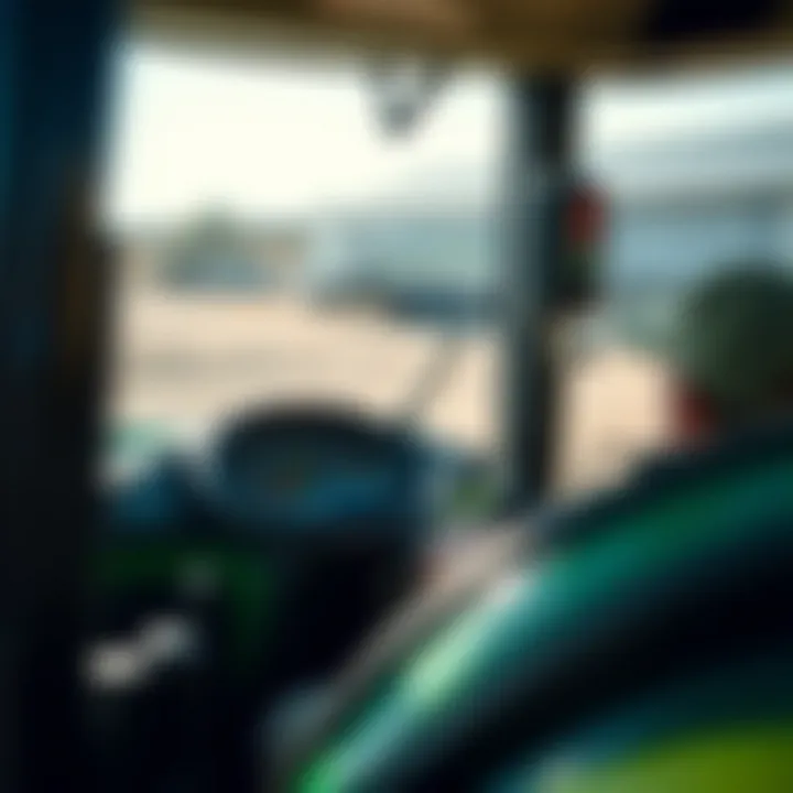 Advanced Technology at Your Fingertips Close-up of John Deere tractor controls and dashboard