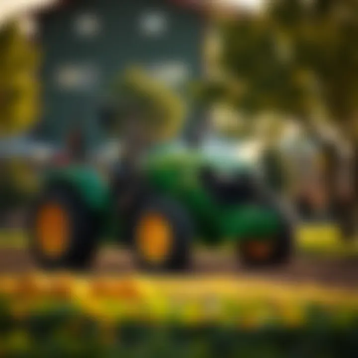 Enhancing Agricultural Productivity John Deere tractor performing landscaping tasks
