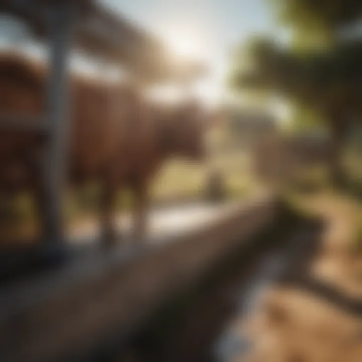 Livestock drinking clean water from a trough