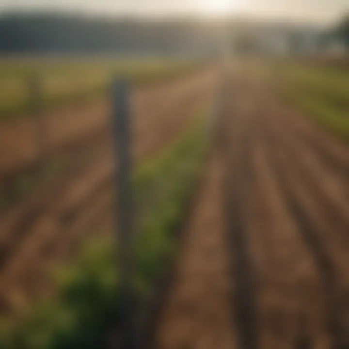 Installation of welded wire mesh in crop fields