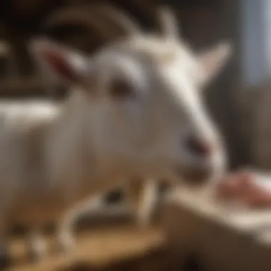 Examining Goats for Parasites Close-up of goat being examined for parasites