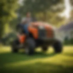 Yard Pro Riding Lawn Mower in action on a well-manicured lawn