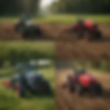 A comparison chart of different types of zero turn tillers highlighting their features